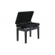 Tabouret Piano Deluxe avec coffre -  Noir Mat + Velours Noir