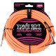 Câble Instrument Jack Coudé / Jack 3m - orange neon tissu - Ernie Ball