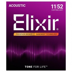 Cordes Acoustique Elixir Nanoweb 11-52 Custom Light - Guitare
