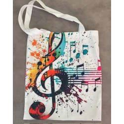 sac bandoulière fourre-tout - clé de sol mutlicolore