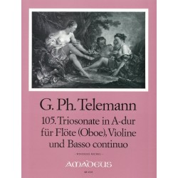 TELEMANN Sonate à Trois en La min -  Flûte alto, violon, BC