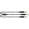 Cable Jack Stéréo -  2x jack mono (insert) - 90cm