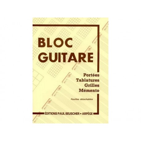 Bloc guitare - Portées tablatures, grilles