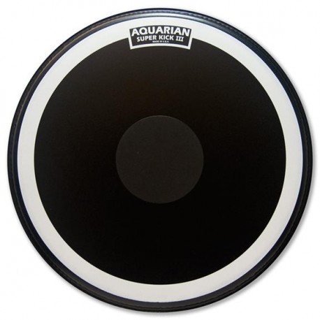 Aquarian 24" Super Kick III Black Coated w/dot - PeauGrosse-caisse