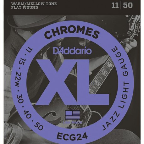 Cordes Electrique Chromes Flat Wound .011-.050 Jazz Light