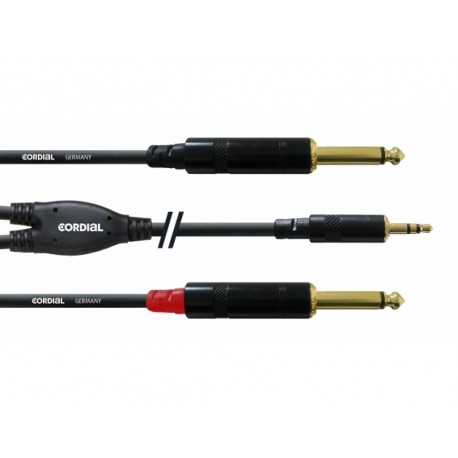 Cable Mini Jack 3,5 Stereo -  2× jack 6.5 - 90cm