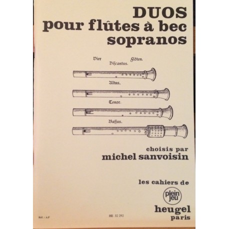 Duos pour Flûtes À Bec - Sanvoisin