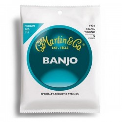 Cordes Banjo 5 Strings  Nickel Wood Medium - Boucle - Martin