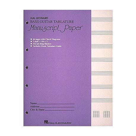 Papier à musique 4 ligne - Basse - ukulele