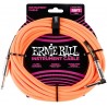 Câble Instrument Jack Coudé / Jack 6m - néon orange tissu - Ernie Ball