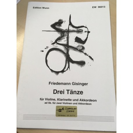 Partition Drei Tänze pour violon, clarinette et accordéon