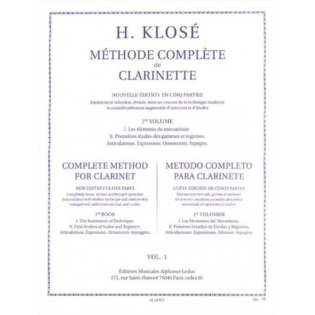 Méthode Complète de Clarinette Vol. 1 - Klosé