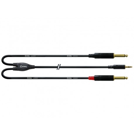 Cable Mini Jack Stéréo 3.5 -  2x jack 6.5 mono - 3m