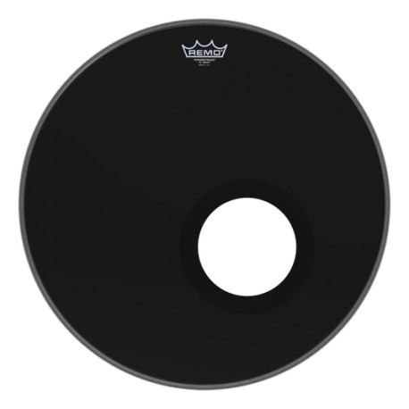 Peau 22" REMO Powerstrok 3 Ebony Resonant + Chablon Trou