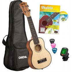 CASCHA Ukulele Solid Top Soprano - Pack
