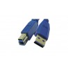 Câble USB 3.0 - Fiche USB A - Fiche USB B - 1m Bleu