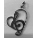 Pendentif - clé de sol dans un coeur - argent925 - LIQUID7590