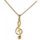 Pendentif + Chaîne - Clé de Sol (couleur Or)