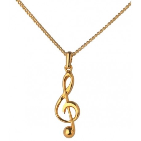 Pendentif + Chaîne - Clé de Sol (couleur Or)