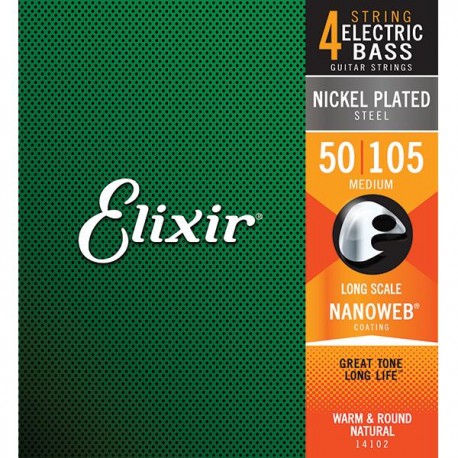 Cordes Guitare Basse 050-105 - Elixir NANOWEB Medium