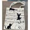 Sac en tissu portées musicales et chats