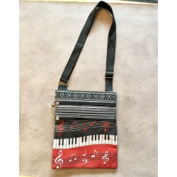 Sac en tissu  - pochette notes musique - rouge