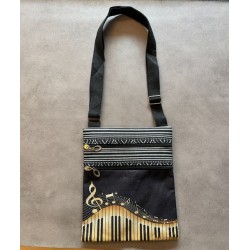 Sac en tissu  - pochette notes musique - doré