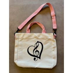 sac bandoulière blanc-rose et clé de sol