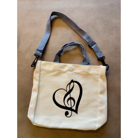 sac bandoulière blanc-bleu et clé de sol